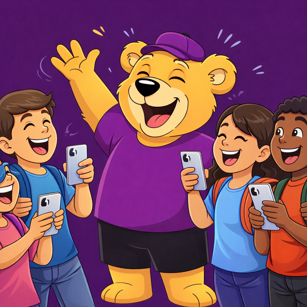 WeTrust's Trusty with friends laughing after winning them a mobile phone deal